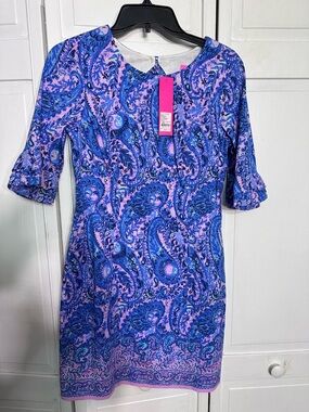 Lilly Pulitzer Purple & Blue Paisley Shift Dress